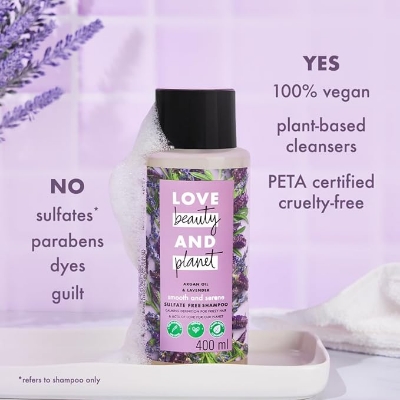 Picture of Love Beauty & Planet Argan Oil and Lavender Sulfate Free Smooth and Serene Shampoo