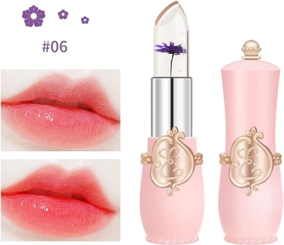 Picture of Transparent Lipstick Jelly Flower Moisturizing Lipstick Color Changing Lip Balm Lip Care Lipstick Shade 06 - 06 pink Lip