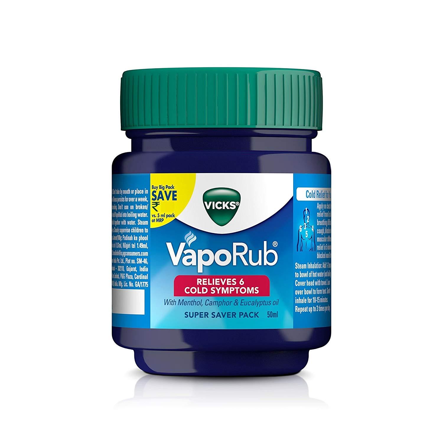 Picture of Vicks Vaporub Ointment Relieves 6 Cold Symptoms (INDIAN) - 50ML