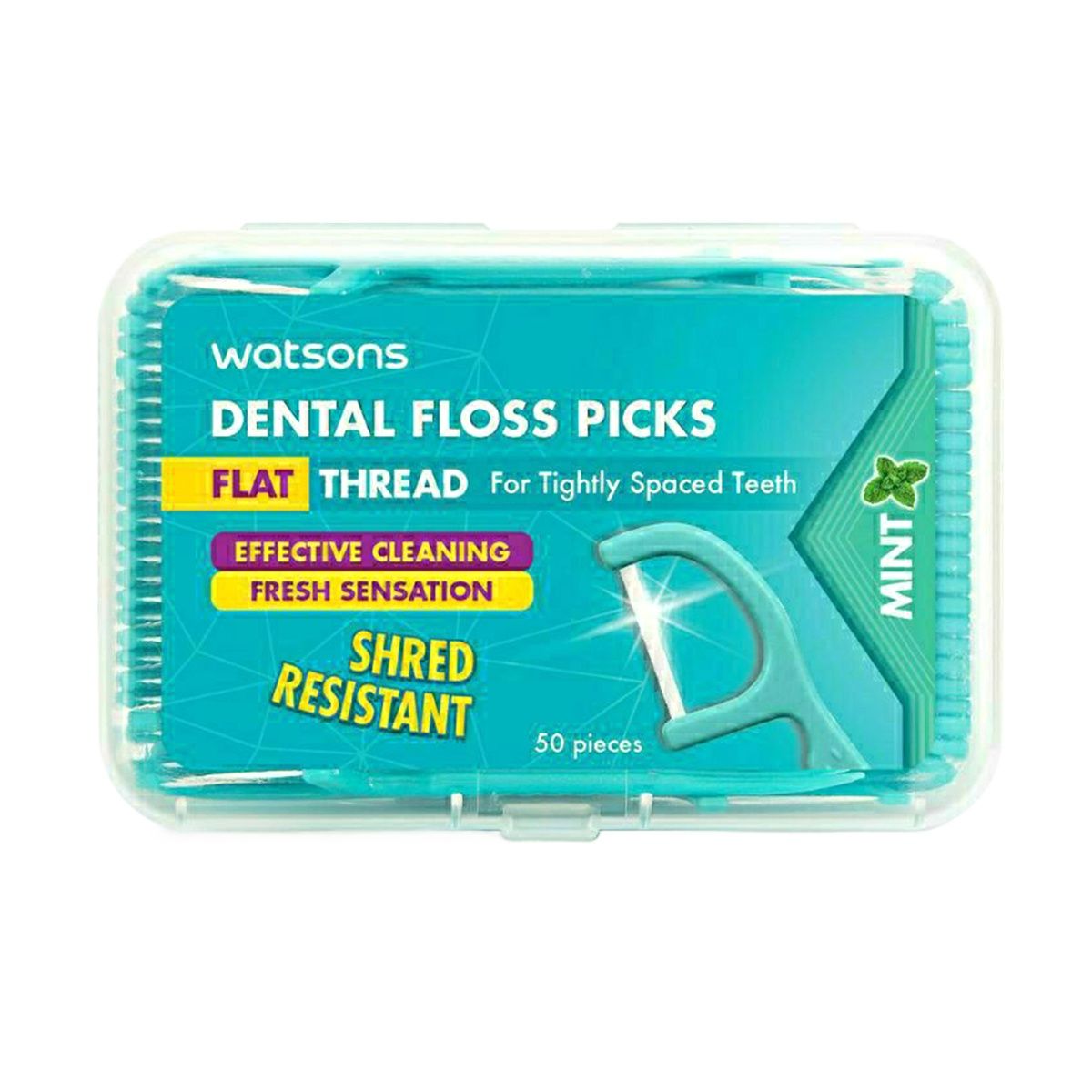 Picture of WATSONS Flat Thread Dental Floss Picks 50's x 1 Box