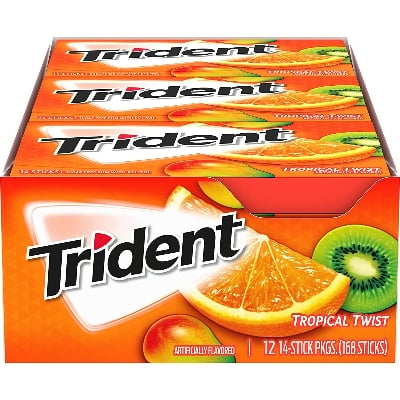 Picture of Trident Tropical Twist Sugar Free Gum (168 Total Piece) 14 Count (12 Pack)