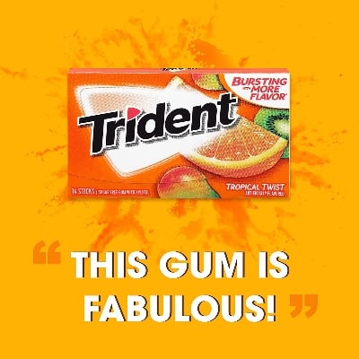 Picture of Trident Tropical Twist Sugar Free Gum (168 Total Piece) 14 Count (12 Pack)