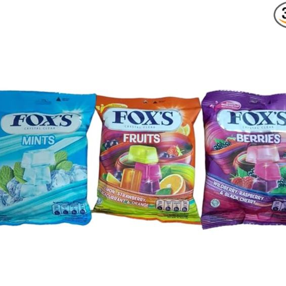 Picture of Fox's Crystal Clear Mints.Berries.Fruits Pack of 3 Pouch 3 x 90 g