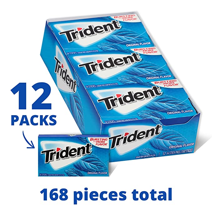 Picture of Trident Original Flavor Chewing Gum Full Box - 12 Pack (Sugar Free)