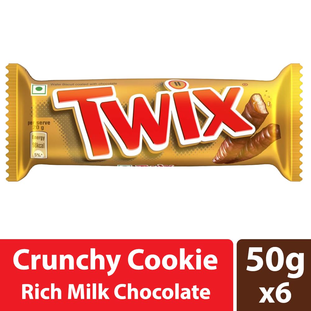 Picture of Twix Caramel Cookie Chocolate Bar | Loaded with Soft Nougat Chewy Caramel & Crunchy Cookie | Premium Chocolate Pack for Sharing with Family & Friends | 50g | Pack of  1