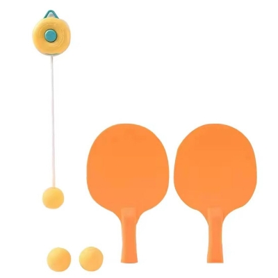 Picture of Eitheo Indoor Hanging Table Tennis Set for Kids Table Tennis Self Training Game Set with 3 Ping Pong Balls & 1 Pair Paddle Ping Pong Training Set Portable Adjustable Game for Kids - Multicolor