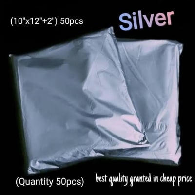 Picture of (10x12+2)inch 50 Pcs Silver Courier poly Bag/Parcel poly Bag/Mailer poly Bag
