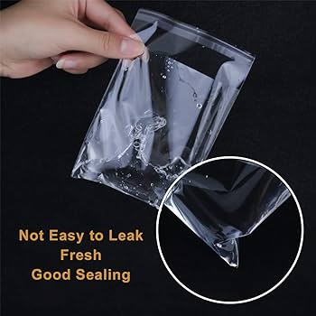Picture of (5" x 7") 100 pcs crystal cellophane poly bag for packaging material with adhesive