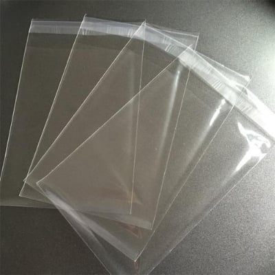 Picture of (10" x 14") 50 pcs crystal cellophane poly bag for packaging material with adhesive