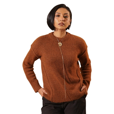 Picture of Bianca Caramel Brown Textured Sweater