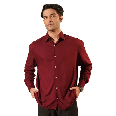 Picture of Emilio Oxblood Drape Shirt