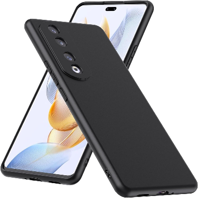 Picture of For Honor 90 SHOPBYSHOP Back Cover Silicone Soft Matte Finish Shockproof Anti Scratch Back Case Cover for Honor 90 -(Silicone/Black)