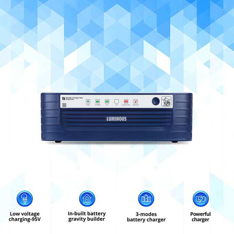 Picture of LUMINOUS SHAKTI CHARGE NEO 1150+ INVERTER FOR 12V SINGLE BATTERY