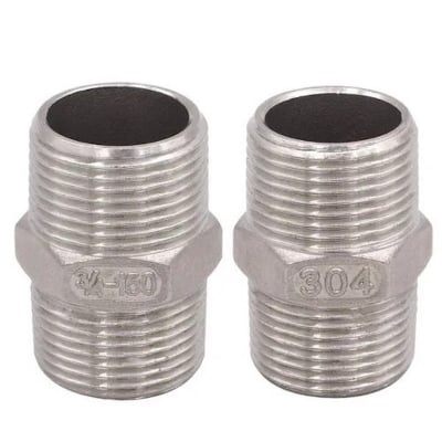 Picture of 3/4 inch (150 mm) Stainless Steel Hex Nipple, Thread Length: 35 cm