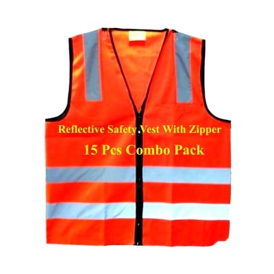 Picture of Reflective Safety Vest With Zipper 15 Pcs Combo