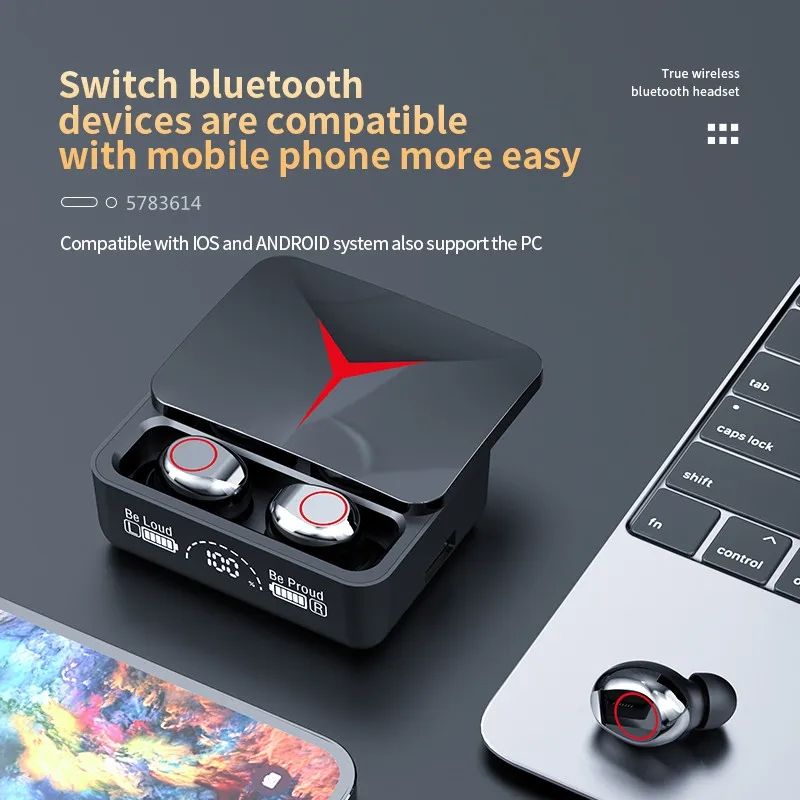 Picture of New M90 Bluetooth 5.3 Earphones Wireless Headphones Touch Control Gaming Headsets HIFI Stereo Noise Reduction earbuds With Mic