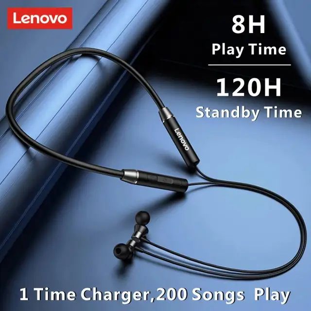 Picture of Lenovo Bluetooth Earphones HE05 Wireless Earbuds Magnetic Neckband Earphone IPX5 Waterproof Sport Headset with Noise Cancelling