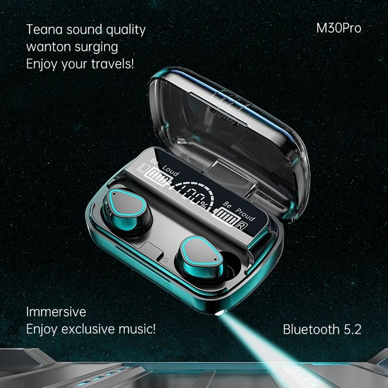 Picture of M30 Pro TWS Bluetooth 5.2 Earphones Stereo Sports Waterproof Earbuds Wireless Headphones HIFI Music Headset with LED Display Charging Box
