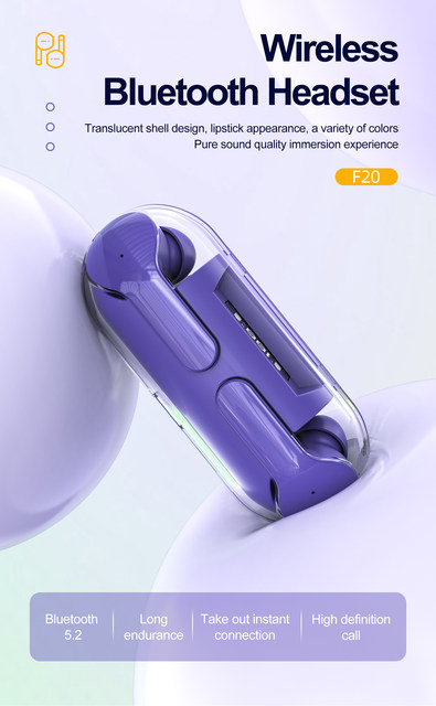 Picture of F20 Tws Koptelefoon Draadloze Bluetooth 5.2 Sport Ruisonderdrukking Koptelefoon Touch Control 250Mah Met Microfoon Led Display Headset