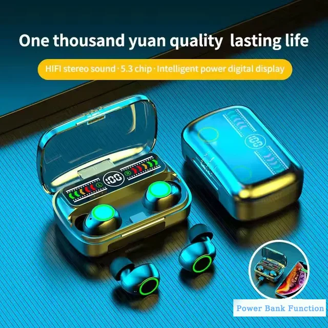 Picture of NEW M100 TWS Wireless Headphones Earphones Bluetooth Touch Control Noise Reduction Stereo Earbuds Headsets.