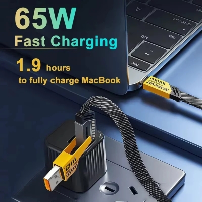 Picture of Well CASIFY CU05 65W 4 in 1 65W Fast Charging Cable USB To Type C PD Cable Fast Charger Mobile Phone Cable 65W Fast Charging Cable Type C to C Usb To C To iPhone Cable