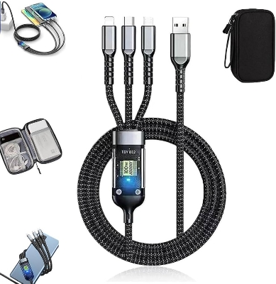Picture of CHOICE 3-in-1 Multi-Port 100W USB Type-C Fast Charging Cable for iPhone, Xiaomi, Poco, Huawei, Samsung