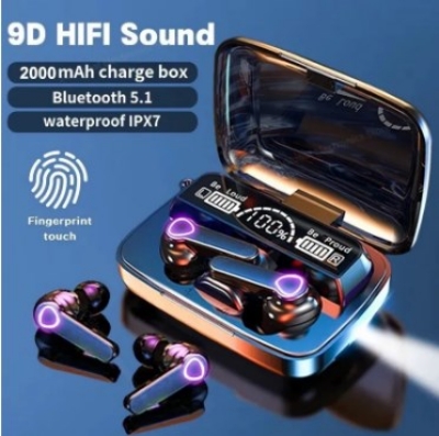 Picture of M19 Earbuds TWS Earphone Intelligente Touch Control Wireless Bluetooth 5.1 Headphones Waterproof LED Display With Microphone.