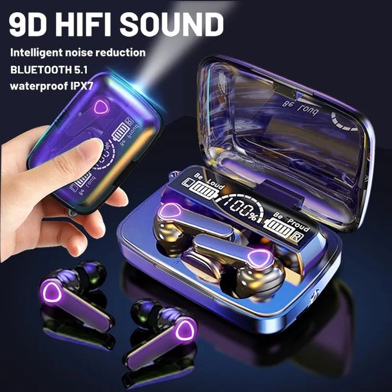 Picture of M19 Earbuds TWS Earphone Intelligente Touch Control Wireless Bluetooth 5.1 Headphones Waterproof LED Display With Microphone.