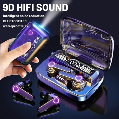 Picture of M19 Earbuds TWS Earphone Intelligente Touch Control Wireless Bluetooth 5.1 Headphones Waterproof LED Display With Microphone.