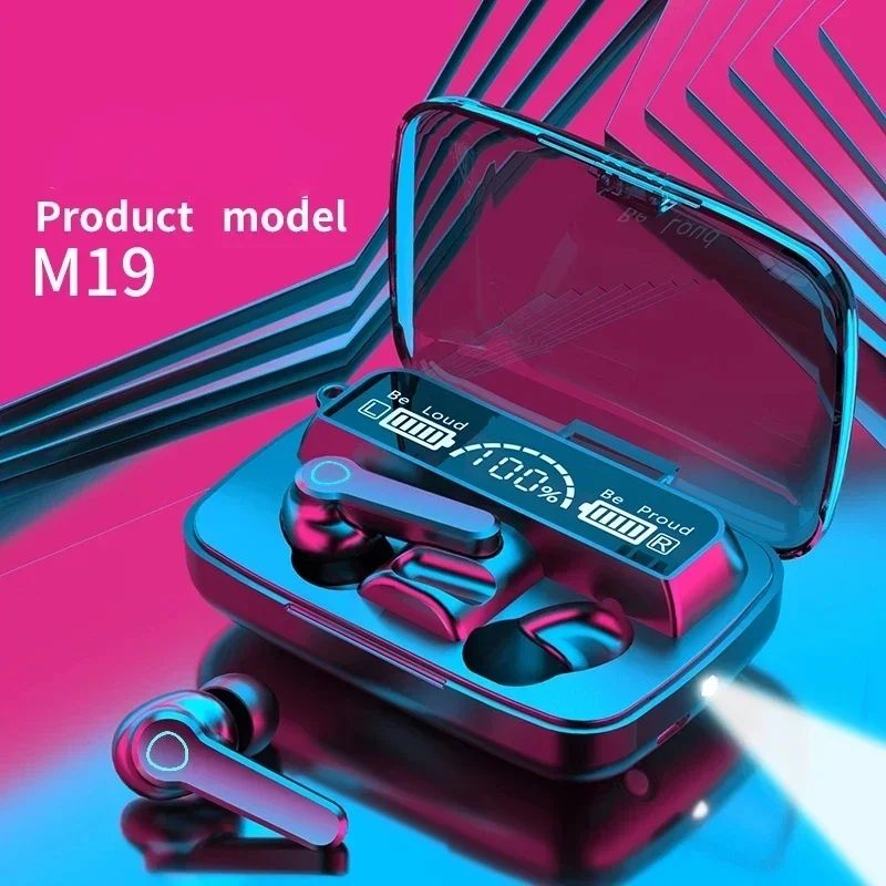 Picture of M19 Earbuds TWS Earphone Intelligente Touch Control Wireless Bluetooth 5.1 Headphones Waterproof LED Display With Microphone.