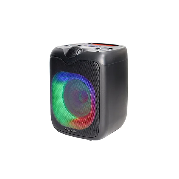 Picture of Microlab PT601W Portable Wireless Bluetooth Party Speaker - Portable Multimedia Wireless Bluetooth Party Speaker - Output Power: 80W @Peak Power - Input: Bluetooth, TWS, Aux, USB, TF Card, Remote, Mic*2 - 1 Wireless Microphone with 5 hours (@60% volume)