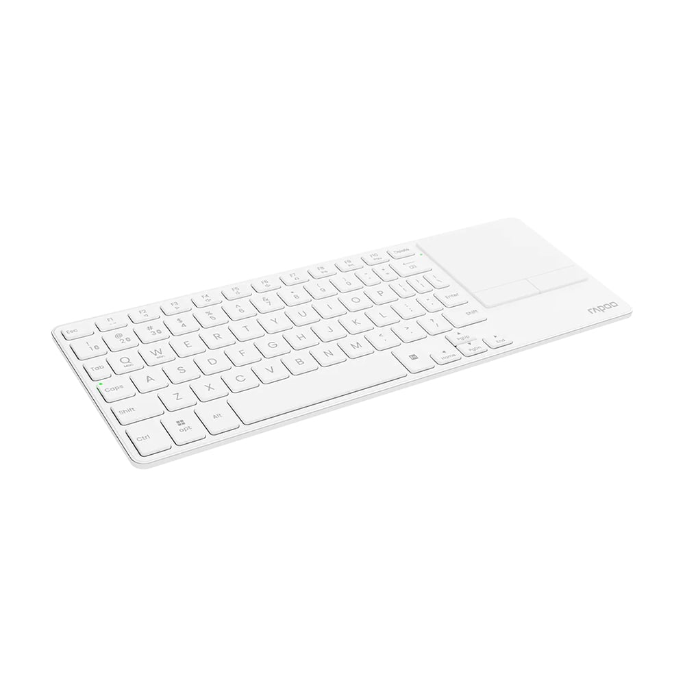 Picture of Rapoo E900T Portable Wireless Keyboard with Touchpad - Black/White  - Tri-mode wireless (Bluetooth 5.0/4.0 + 2.4GHz) for wide device compatibility - Ultra-thin (0.15in) and portable design - Touchpad with multi-gesture support for Windows/Mac
