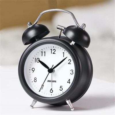 Picture of Dual Bell Alarm Clock Vintage Bedside Alarm Clock with Backlight Non-Tick Desk Clock Retro Bedroom Alarm Clock