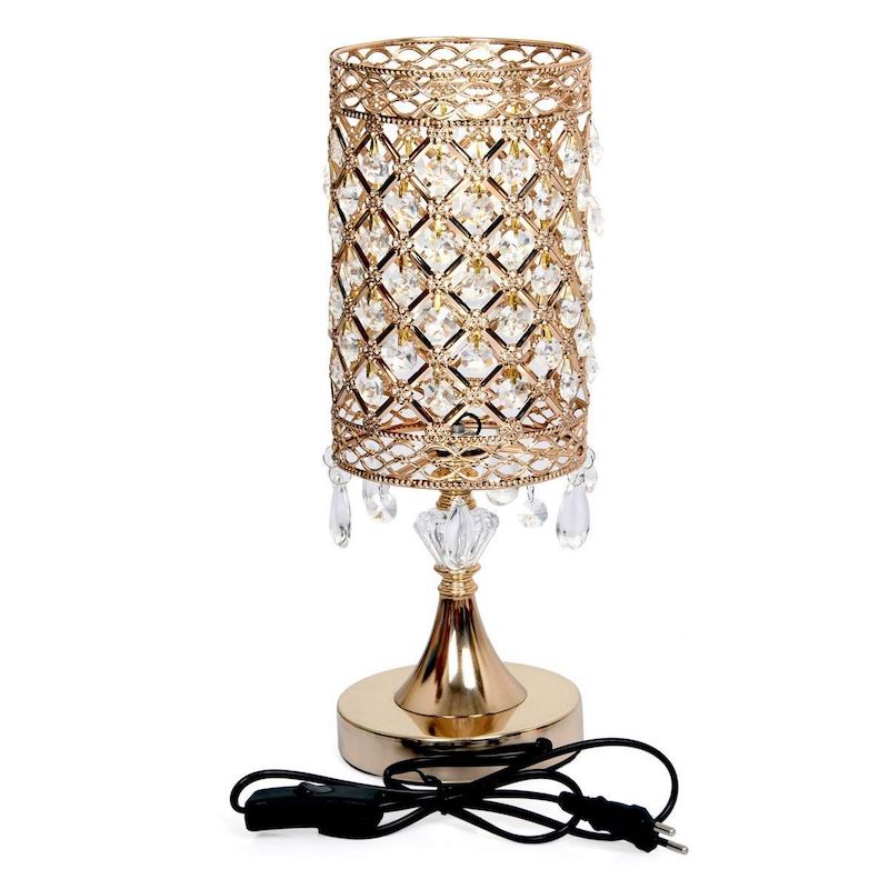 Picture of Golden Crystal Table Lamp for Bedroom, Living Room, Dining Room, Kitchen,Study Decorative Bedside Nightstand Desk Lamp Shade for Home, Hall,Office,Hotels,Classic Golden Crystal Table Lamps