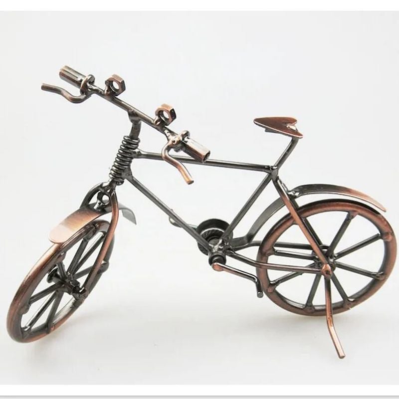 Picture of Metal sculpture Retro Classic Handmade Iron Motorcycle unique metal art decoration Ornaments for Motocycle Lovers (16 * 7 * 9cm) (Brown Curved bicycle)