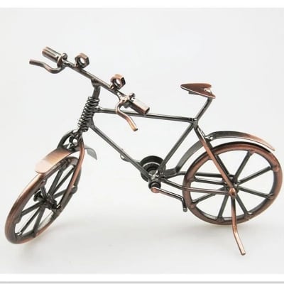 Picture of Metal sculpture Retro Classic Handmade Iron Motorcycle unique metal art decoration Ornaments for Motocycle Lovers (16 * 7 * 9cm) (Brown Curved bicycle)