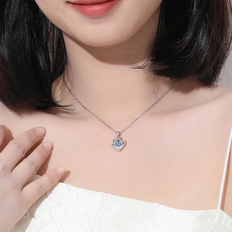 Picture of Heart Beat Blue 925 Silver Neckless For Women 100% Color Gurantee