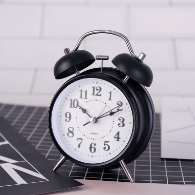 Picture of Retro Metal Alarm Clock – Double Bell Analog Desk Table Clock with Night Light & Silent Movement for Home & Office