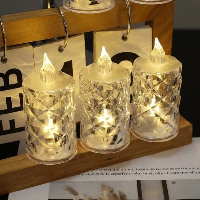 Picture of Flameless LED Tea Light Candle – Battery Operated, Transparent Acrylic Design – Home Decor, Party & Night Light