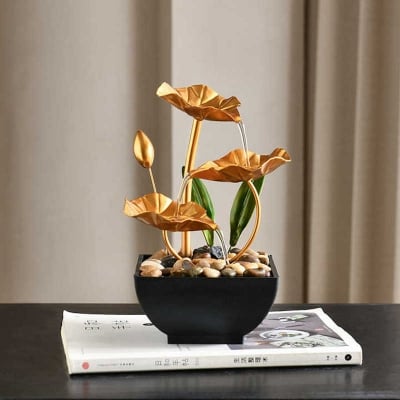 Picture of Modern Wrought Iron Indoor Water Fountain – Stylish Desktop Metal Fountain with Pump for Home & Office Decor