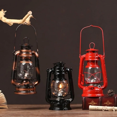 Picture of Oil Lamps for Indoor Use, Vintage Kerosene Lamps for Indoor Use, Height 25 cm Vintage Style Clear Glass Kerosene Lamp with Carry Ring, Large Capacity Oil Lantern