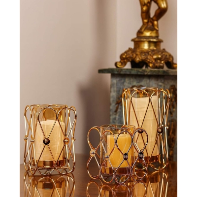 Picture of European Metal Candle Holder Gold Modern Decor Candle Stick Candle Holder Glass Vase Decorative Vase Dining Table Decor Gifts