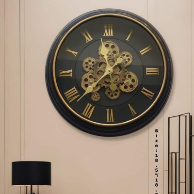 Picture of Vintage Oversized Modern Large Rustic Wall Clock with Moving Gears Steampunk Clocks High quality Gear Machine Wall Clock.Home Decoration Luxury wall Clock Design for Bedroom, Dining room Living Room Office Decor.