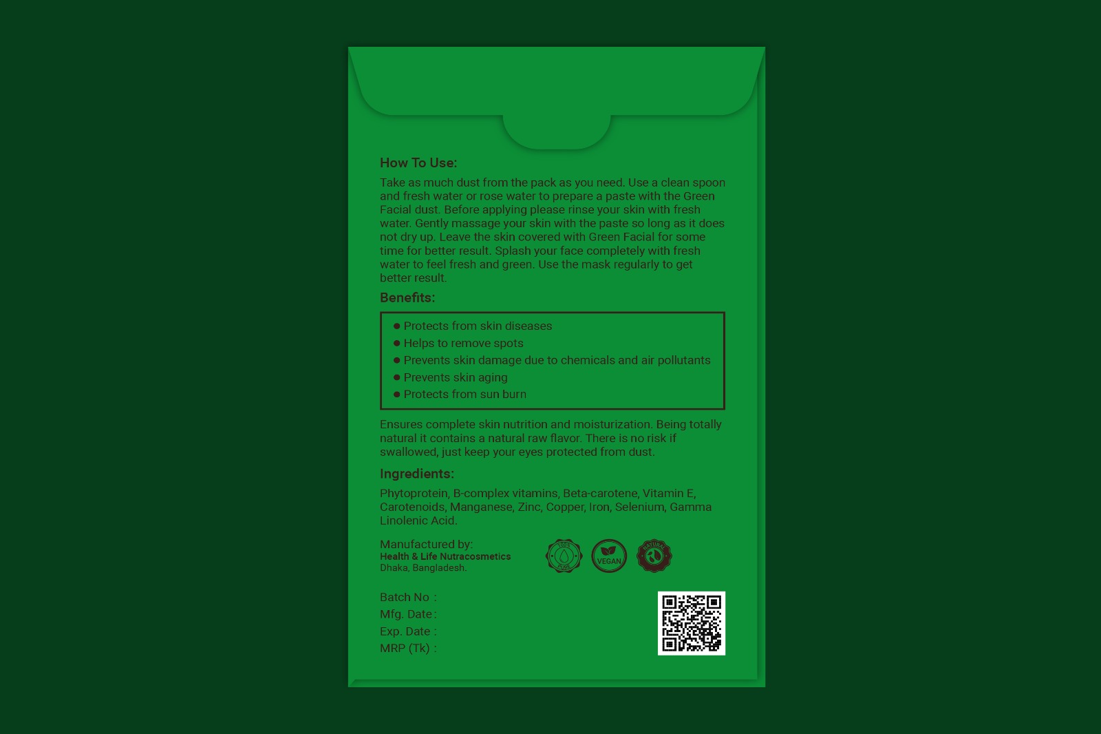 Picture of Bio Organic Green Facial – Natural Glow, Deep Nourishment | For All Skin Types | 30g