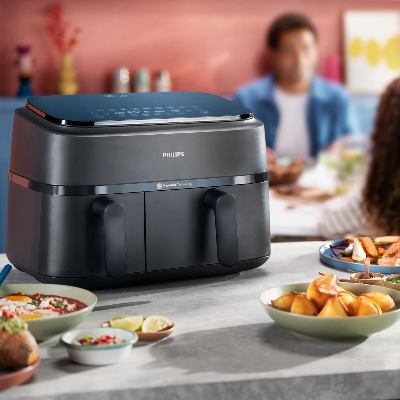 Picture of "Philips Airfryer NA350/00 – Dual Drawer, 9.5 Qt (9L) Capacity *Special Feature Programmable, *Temperature Control,* Timer Product Dimensions *15""D x 17.4""W x 12.3""H*Capacity 9 Liters *Material Plastic"