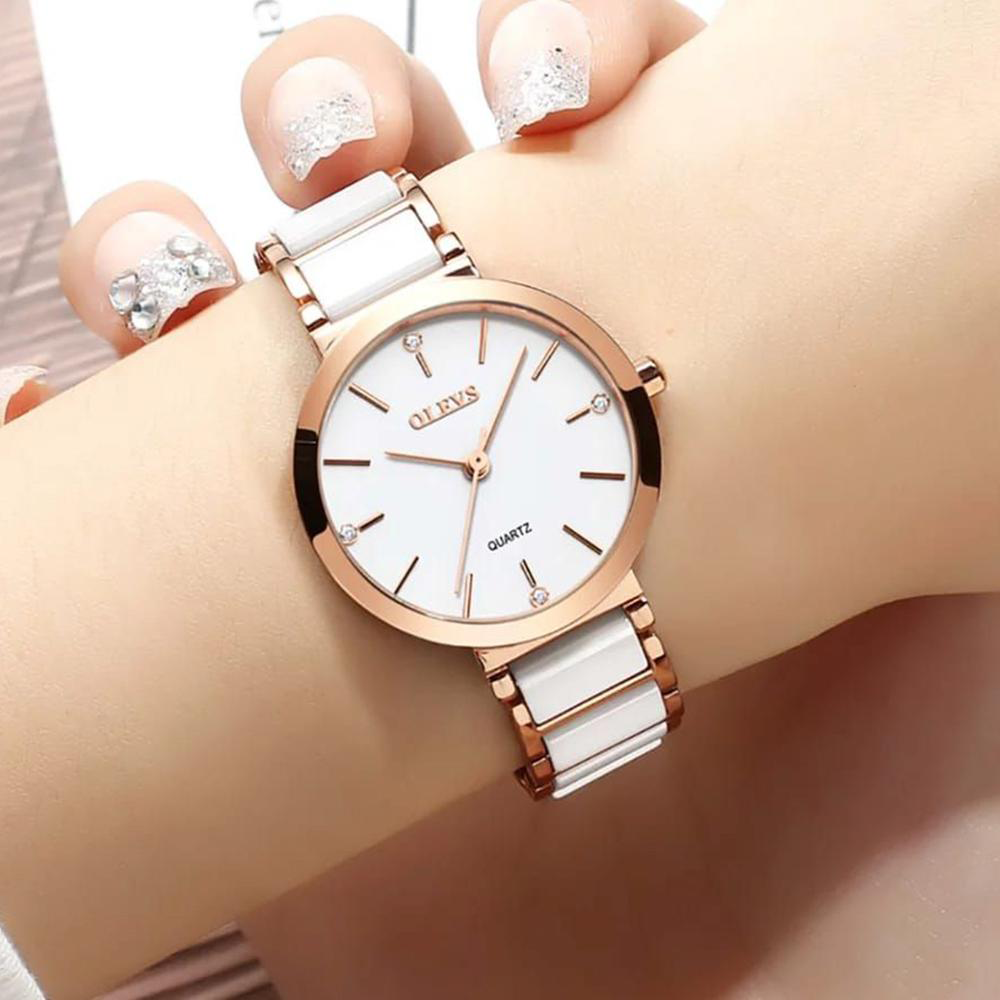 Picture of OLEVS LADIES LUXURY BRAND WATCH FOR WOMEN WATERPROOF STAINLESS STEEL CERAMICS QUARTZ CLOCK FEMALE CALENDAR WRIST WATCH FOR GIFT