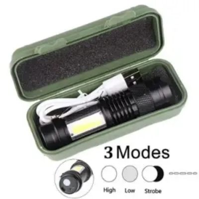 Picture of Rechargeable Zoom Led Flashlight Usb Torch Light Multicolor 