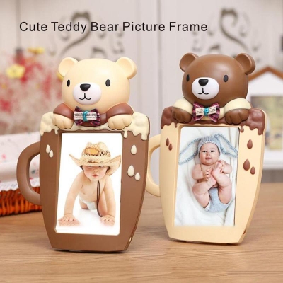 Picture of Teddy Bear Mug Shape Cartoon Plastic Kids Photo Frame 4x6" - Room Decoration