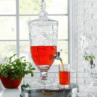 Picture of Glass Dispenser with Tap Sherbet Dispenser Party Carboy Soft Drink 3lt