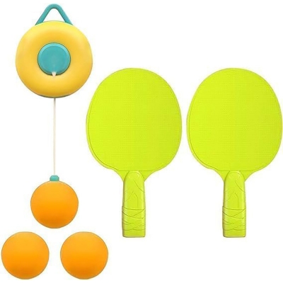 Picture of Eitheo Indoor Hanging Table Tennis Set for Kids Table Tennis Self Training Game Set with 3 Ping Pong Balls & 1 Pair Paddle Ping Pong Training Set Portable Adjustable Game for Kids - Multicolor